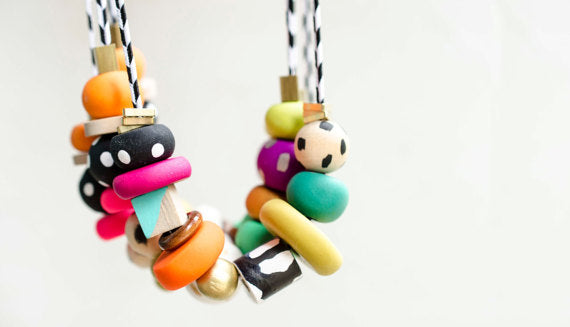 Clay and Pattern Handpainted Necklace