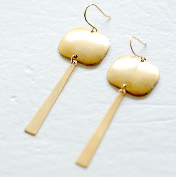 Long Brass Bar Chandlier Earrings