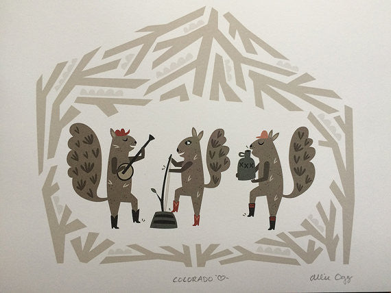 Squirrel Jug Band Print 8.5X11