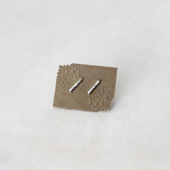Parallel Line Stud Earrings - Silver*