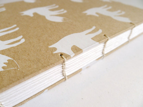 Fox Coptic Notebook White Silhouette // by Middle Dune