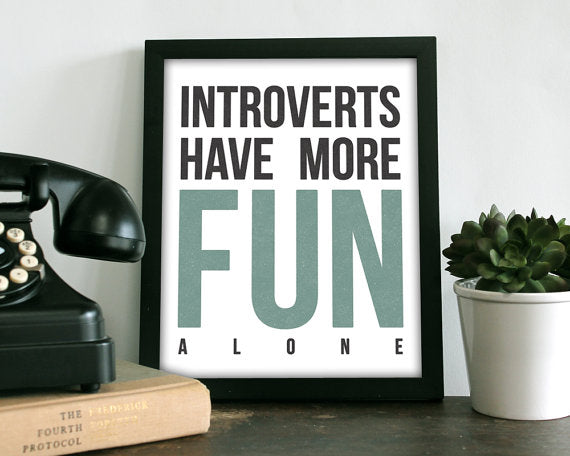 Introvert Art Print in Blue - 8X10