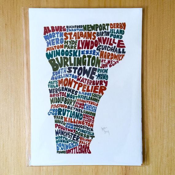 Towns of Vermont 5x7 Art Print