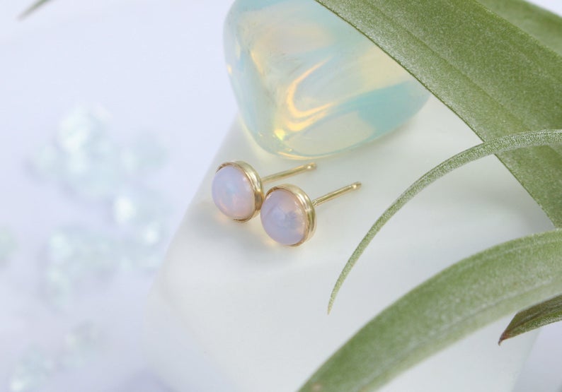 Opalite Stone Earrings - Sterling Silver