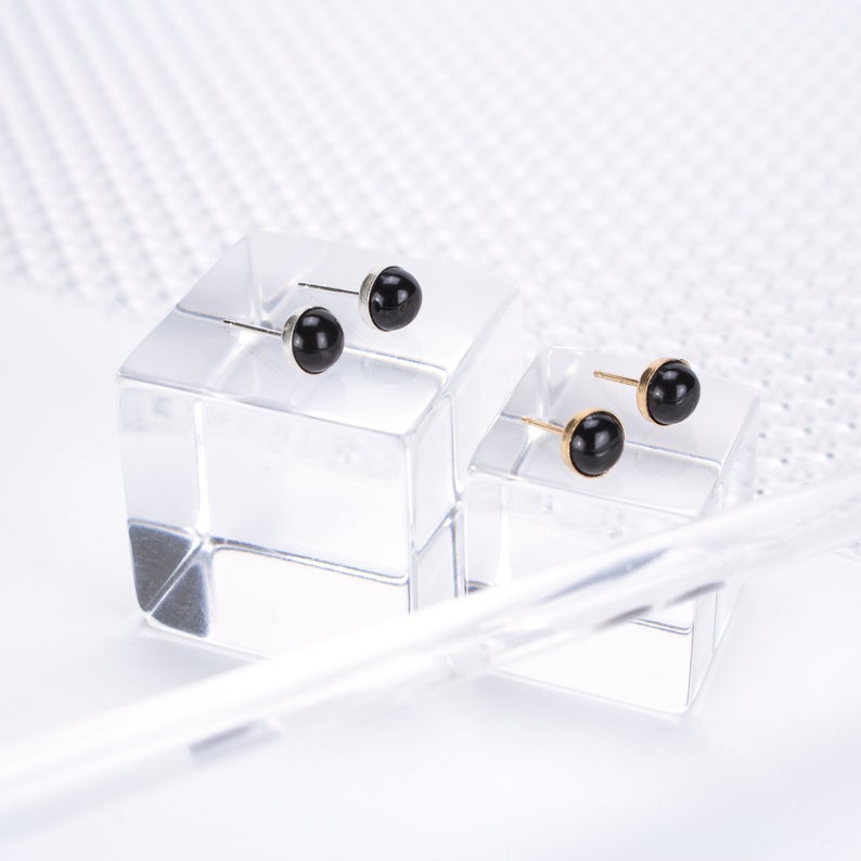 Black Agate Stone Earrings