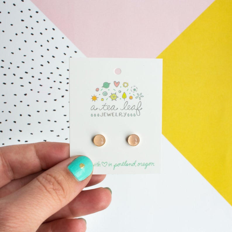 Rose Quartz Stone Earrings