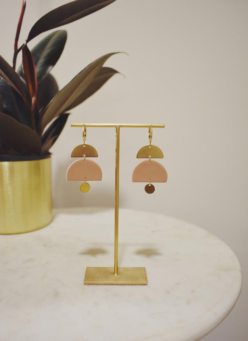 Jaime Brass & Clay Earrings