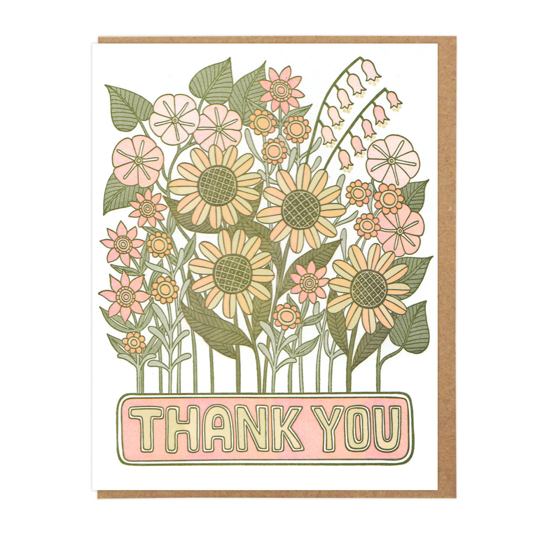 Thank You Flowers Letterpress Greeting Card