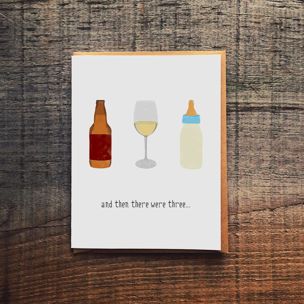 And Then There Were 3 Baby Card