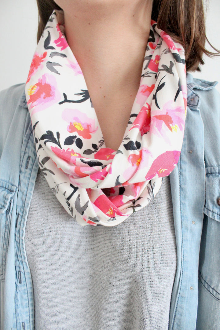Organic Cotton Infinity Scarf - Roses and Vines