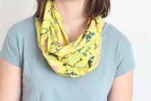 Organic Cotton Infinity Scarf - Chartreuse Garden