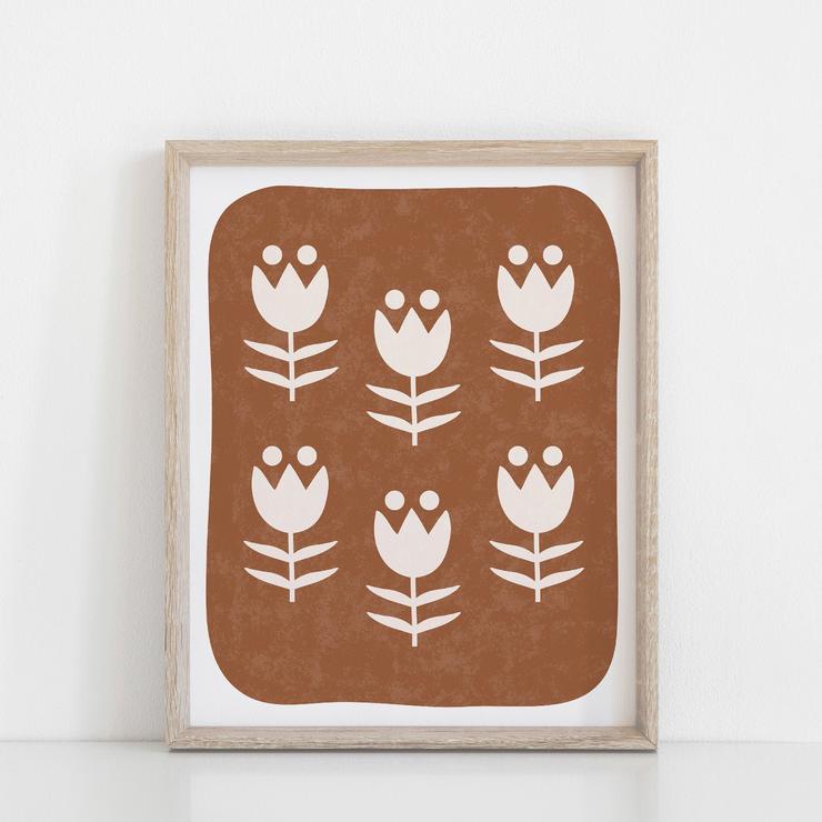 11x14 Art Print Scandinavian Flower Pattern