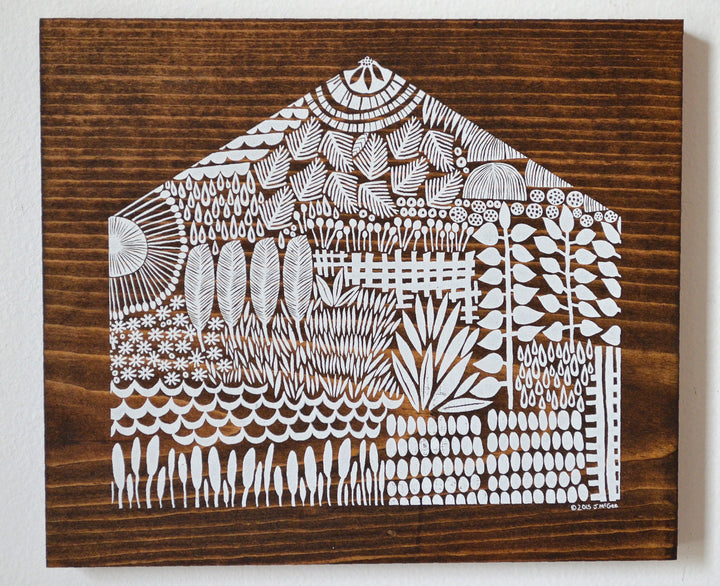 House Screen Print on Reclaimed Wood