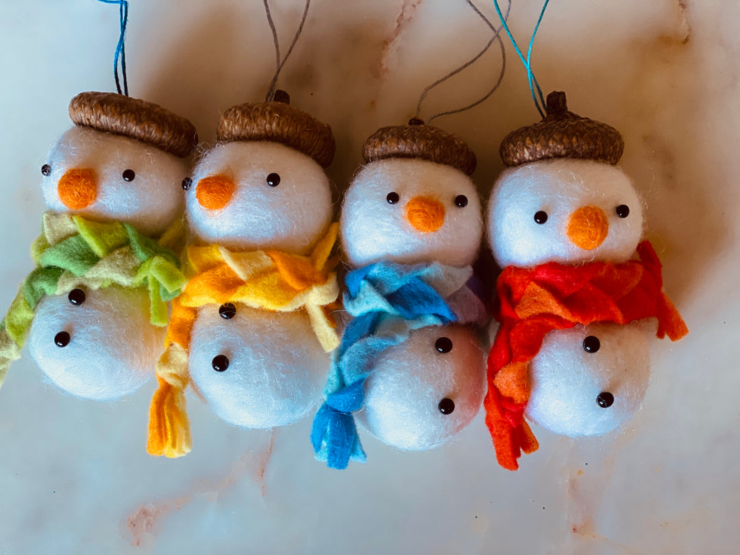 Wool Felt Acorn Hat Snowman Ornament