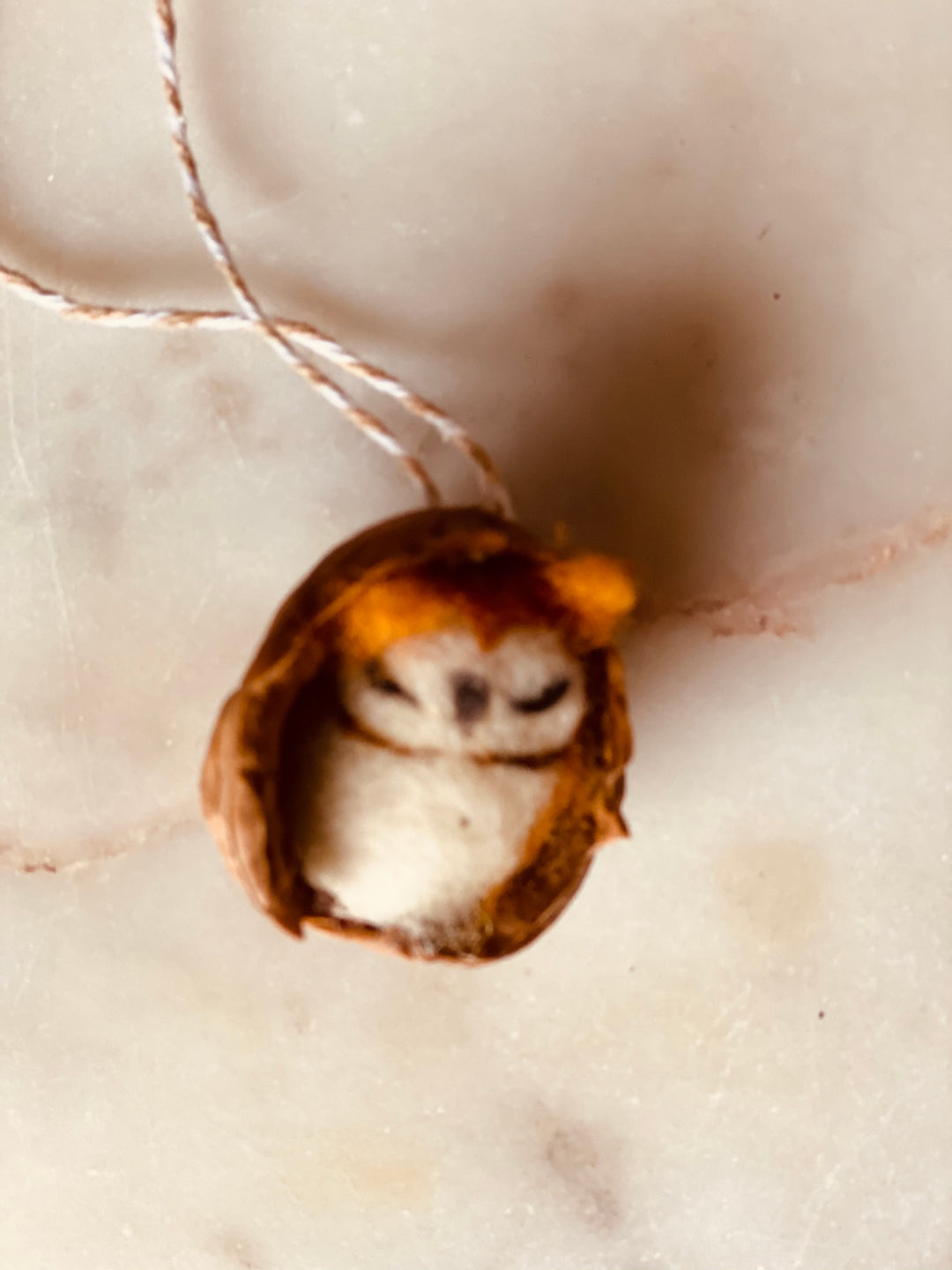 Felted Bird  In Nutshell Ornament-Assorted Owls