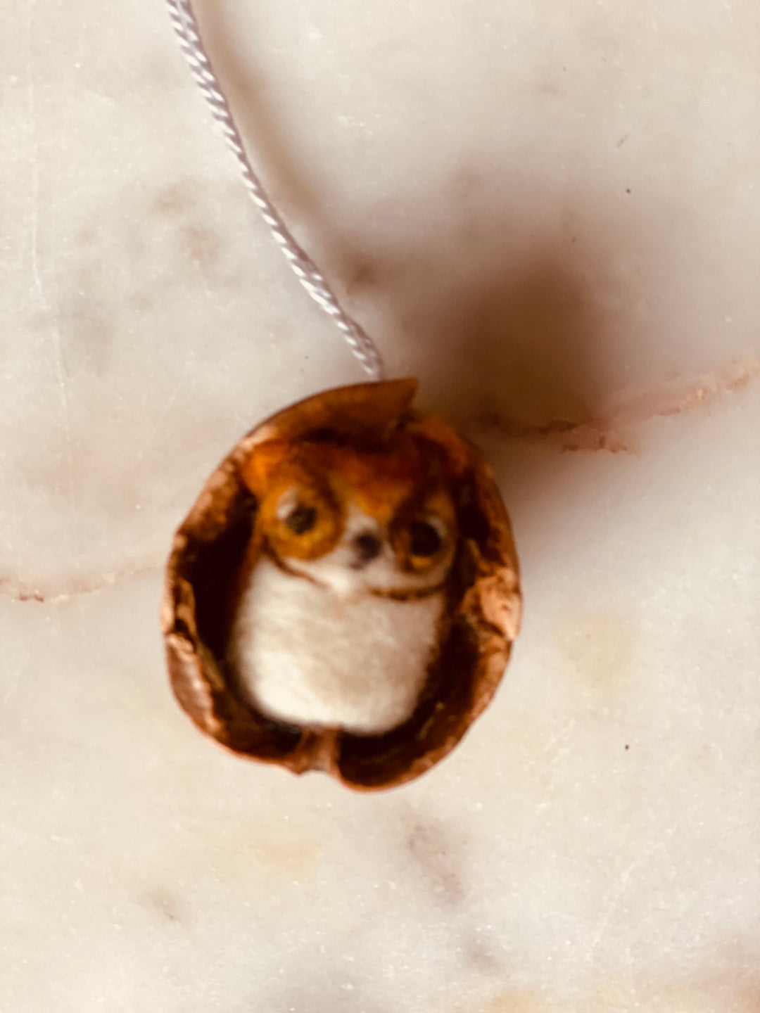 Felted Bird  In Nutshell Ornament-Assorted Owls