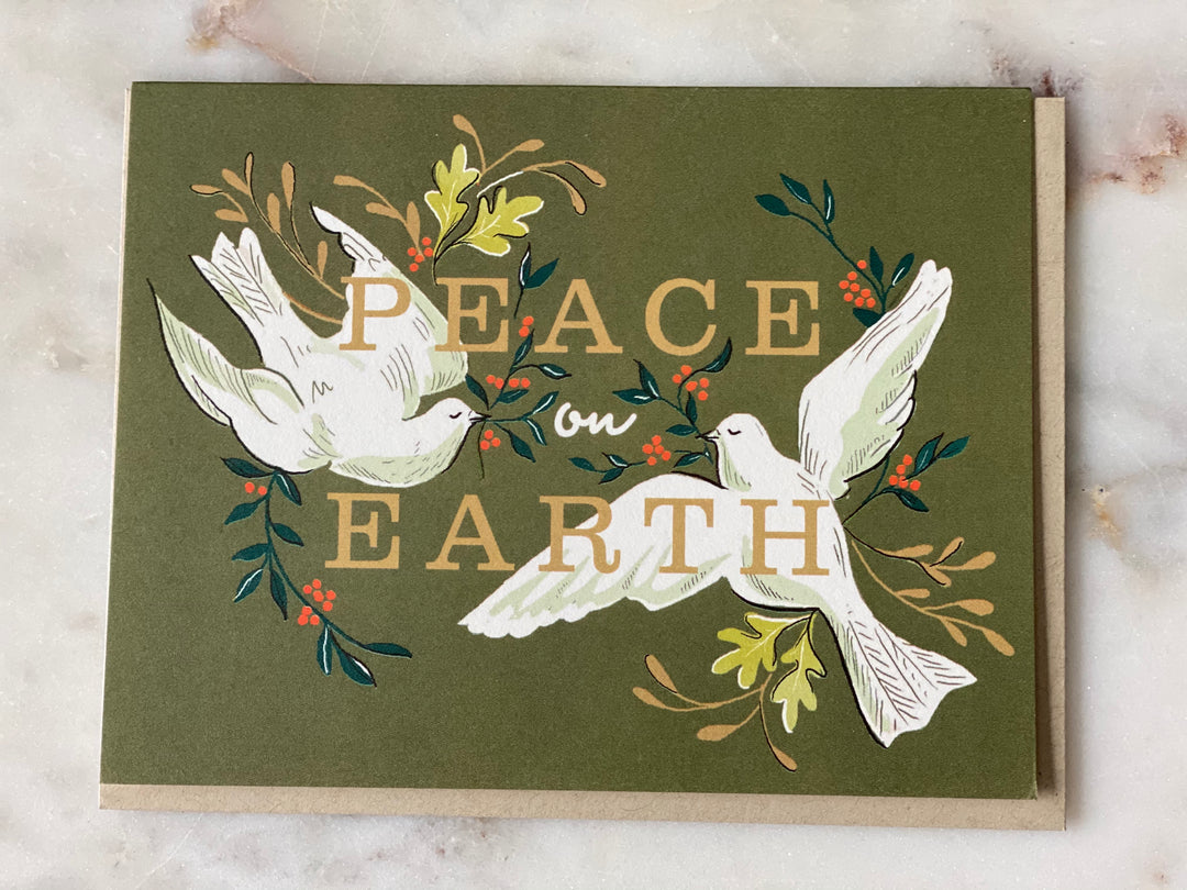 Peace on Earth Turtle Doves Greeting Card