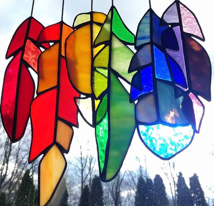 Stained Glass Feathers, Rainbow