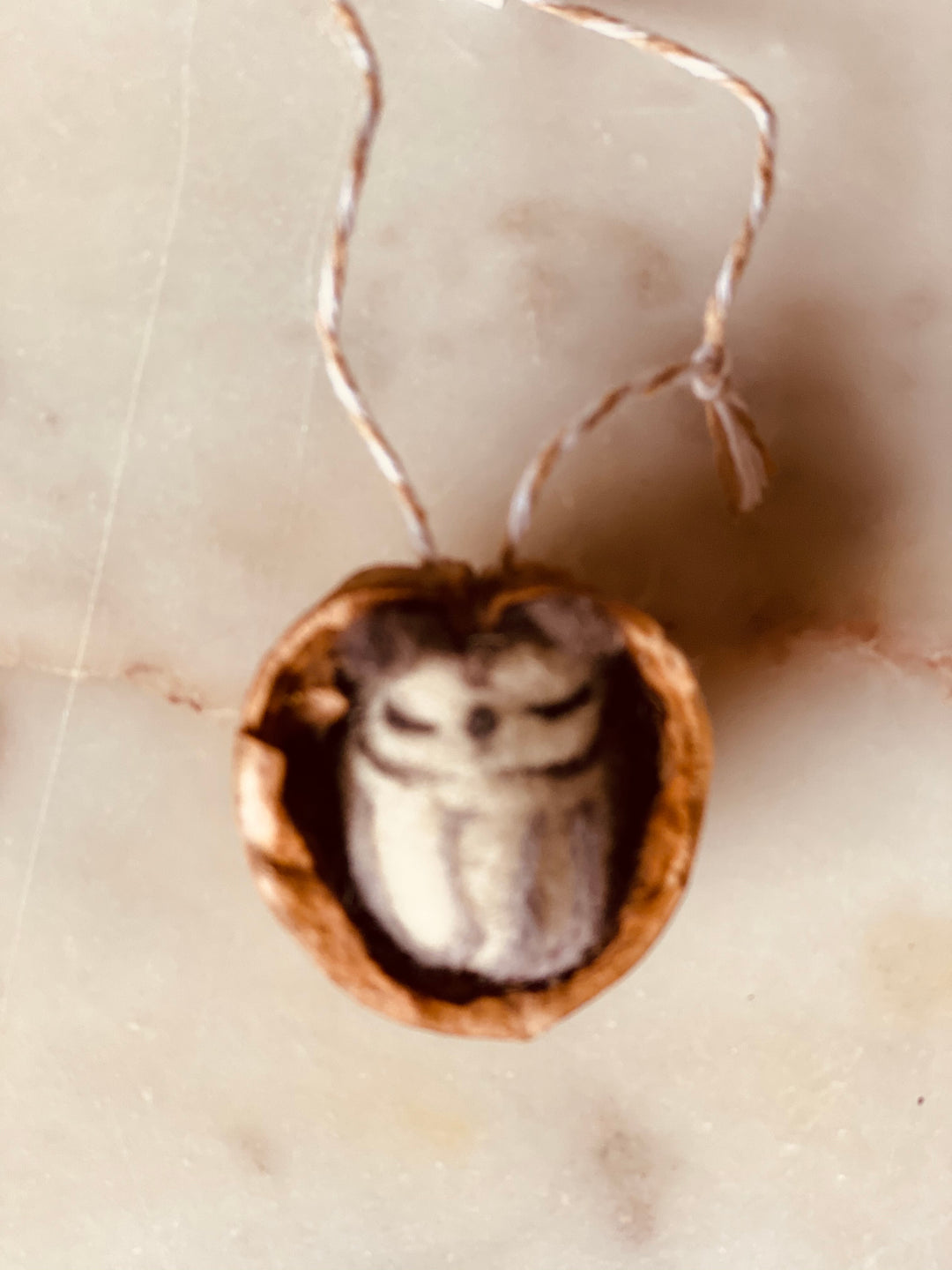 Felted Bird  In Nutshell Ornament-Assorted Owls
