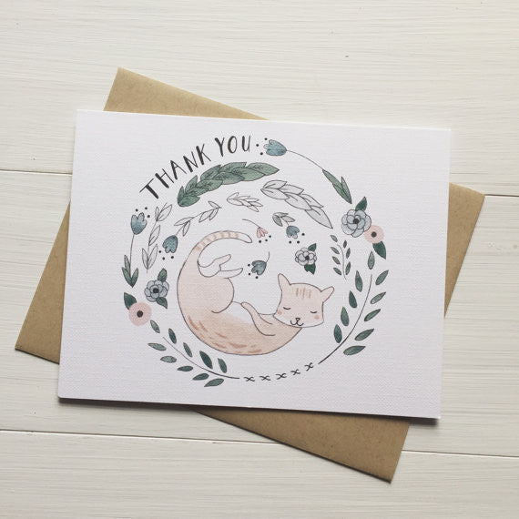 Thank You Kitty Greeting Card Set of 10
