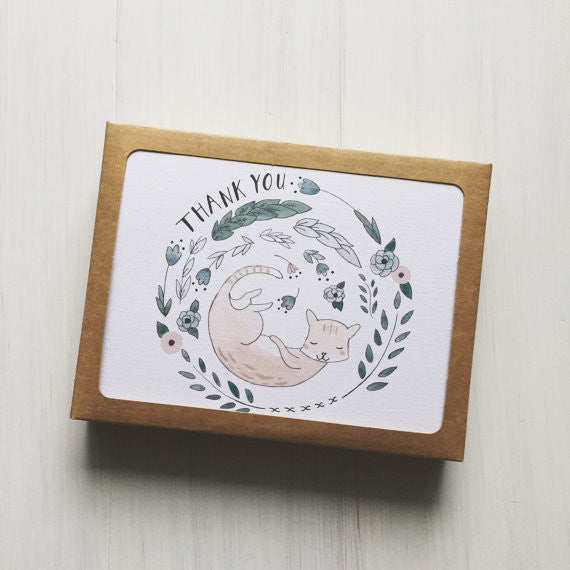 Thank You Kitty Greeting Card Set of 10