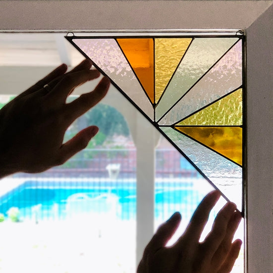 Large Triangle Stained Glass Corner Panel