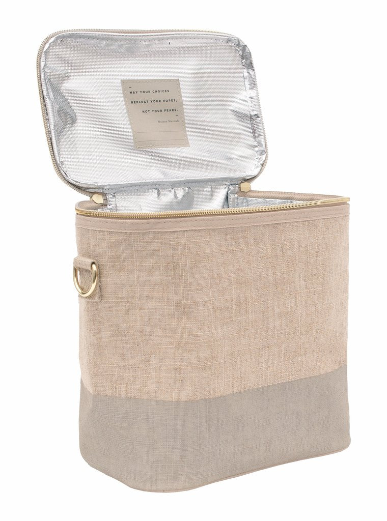 Linen Cement Color Block Lunch Poche