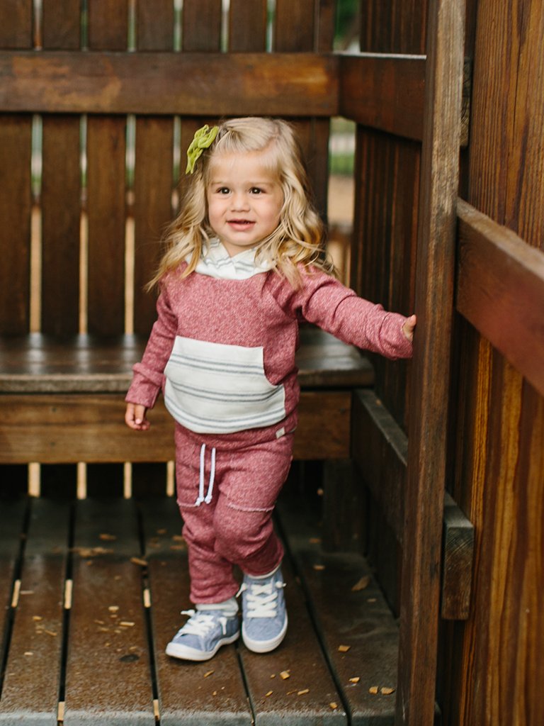 Mauve and Stone Stripe Hoodie Kids / Baby