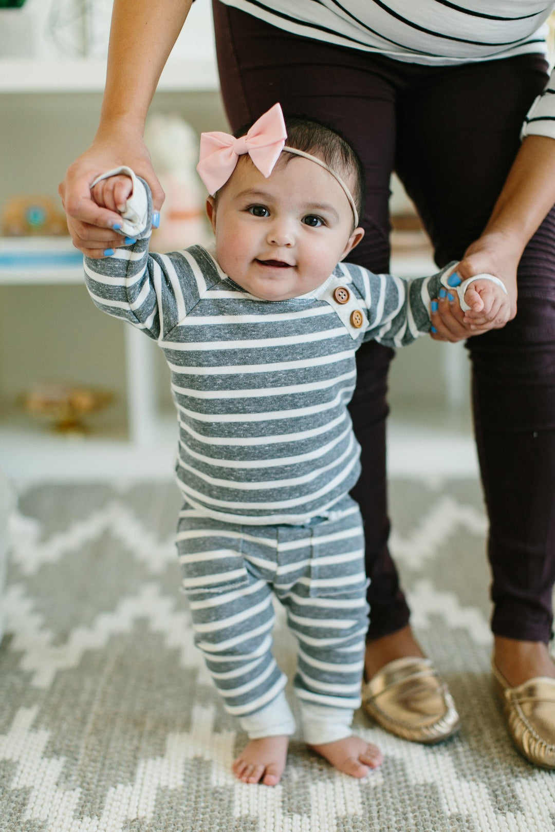 Chunky Grey Stripe Baby Sweatpants