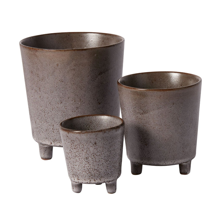 Charcoal Glaze Footed Pot