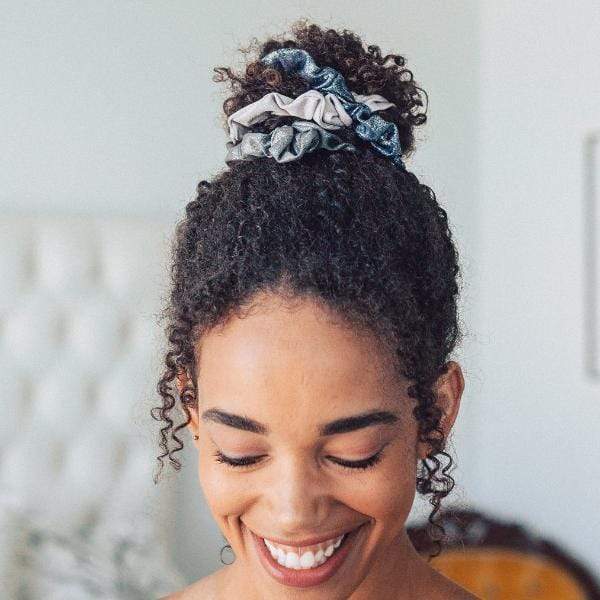 Metallic Scrunchies - Black and Gray