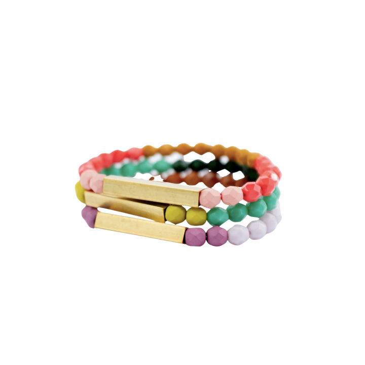 Colorful Bead + Brass Bracelet