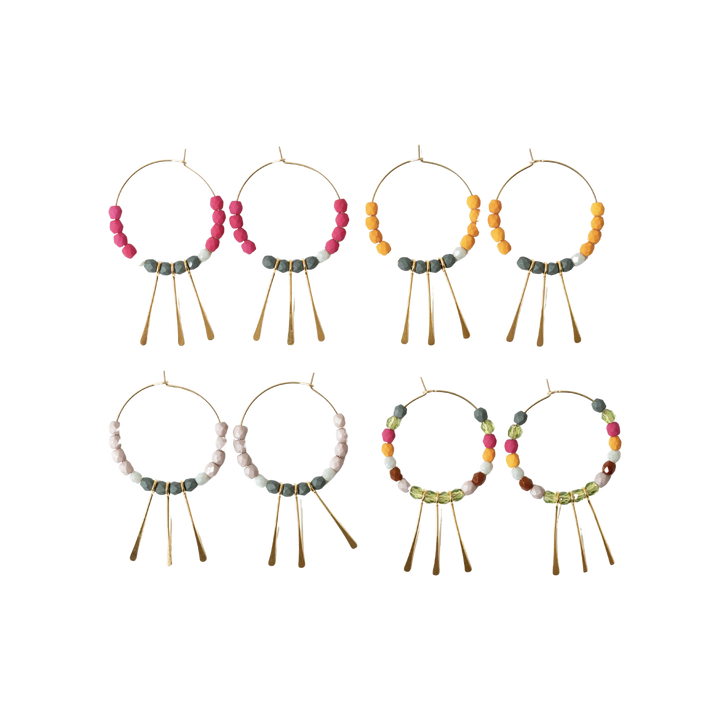 Beaded Gold Filled Fringe Hoops