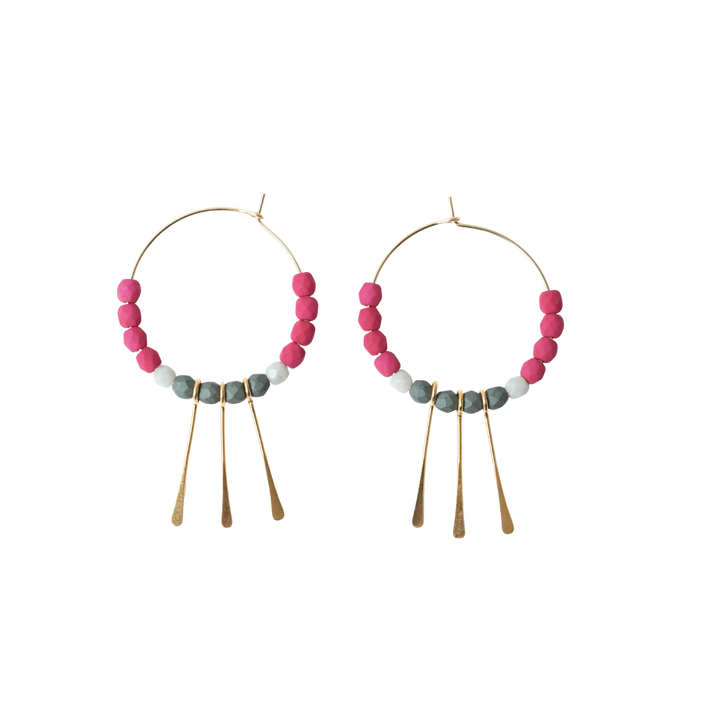 Beaded Gold Filled Fringe Hoops