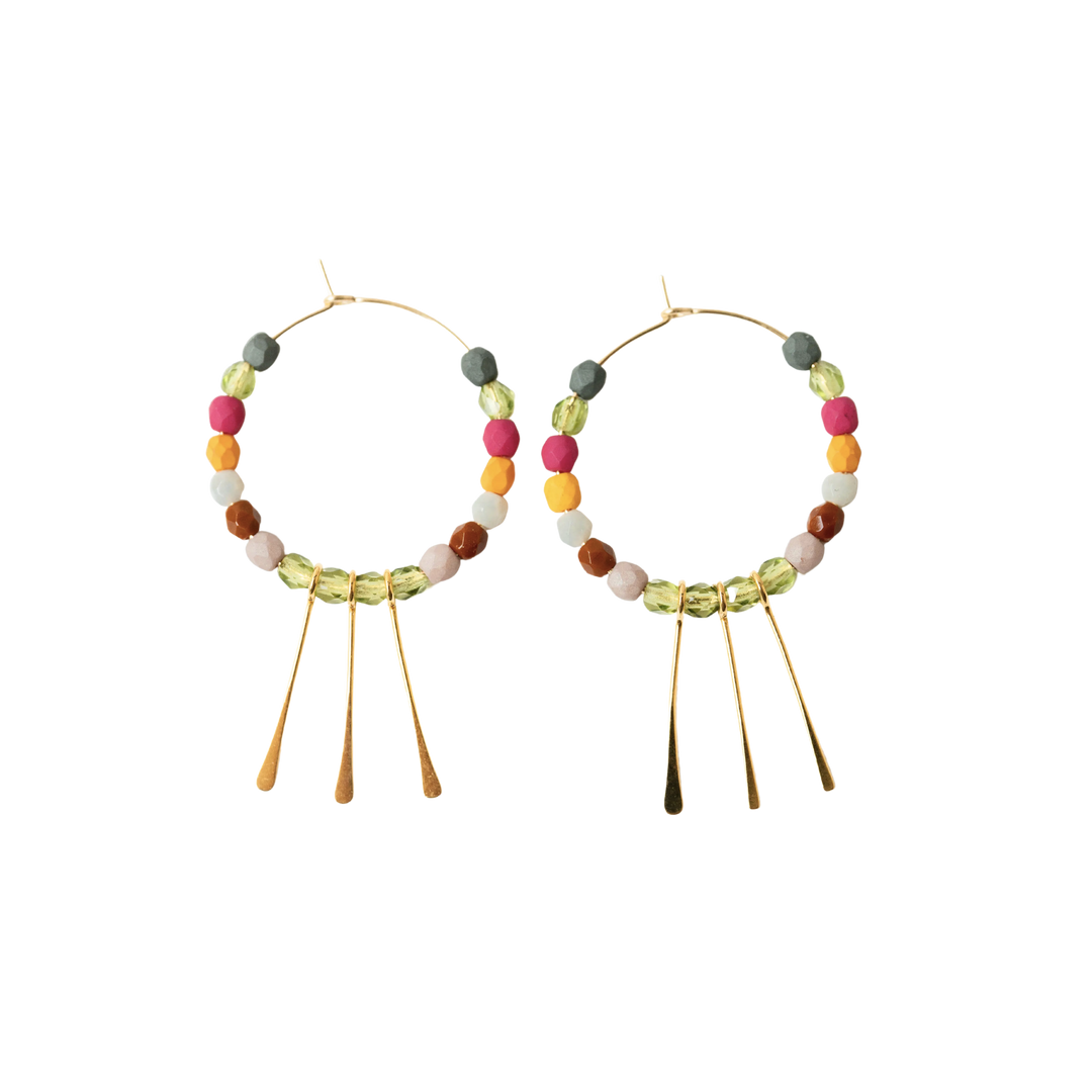 Beaded Gold Filled Fringe Hoops