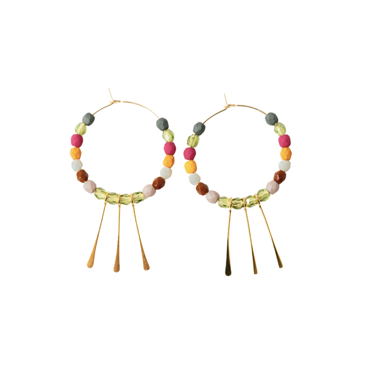 Beaded Gold Filled Fringe Hoops