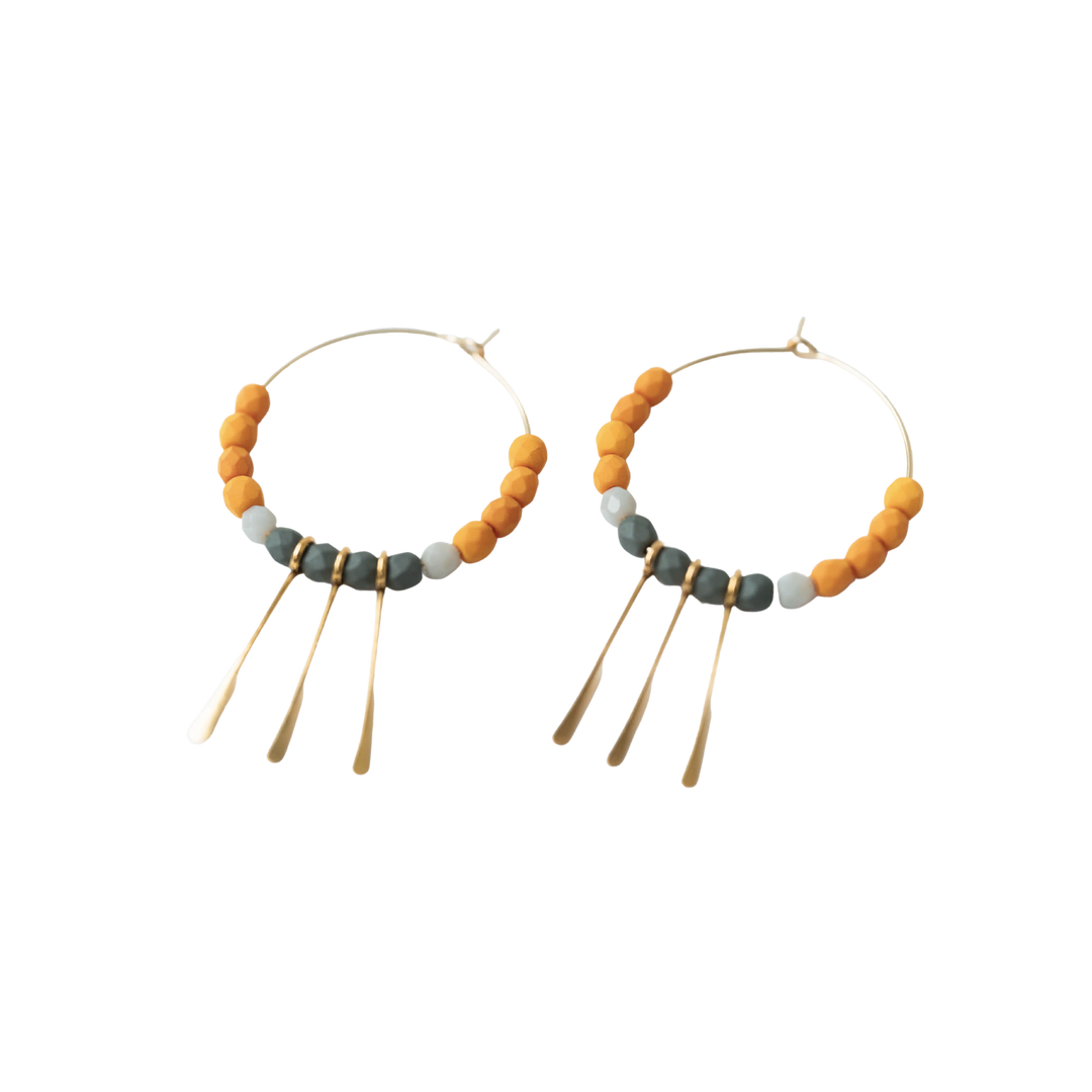 Beaded Gold Filled Fringe Hoops
