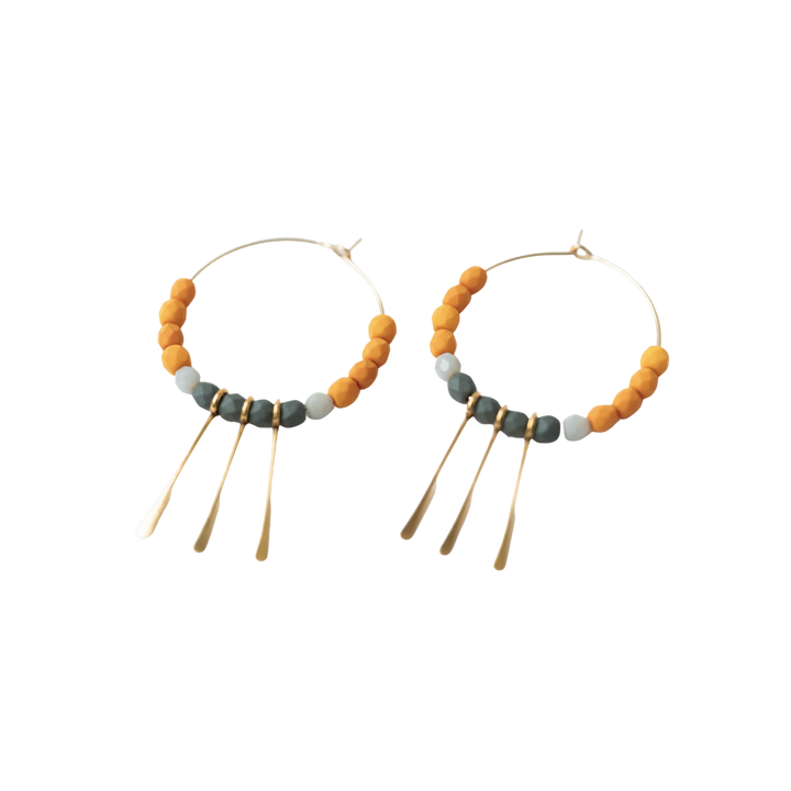 Beaded Gold Filled Fringe Hoops
