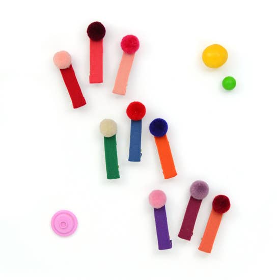 Pompom Hair Clip Set