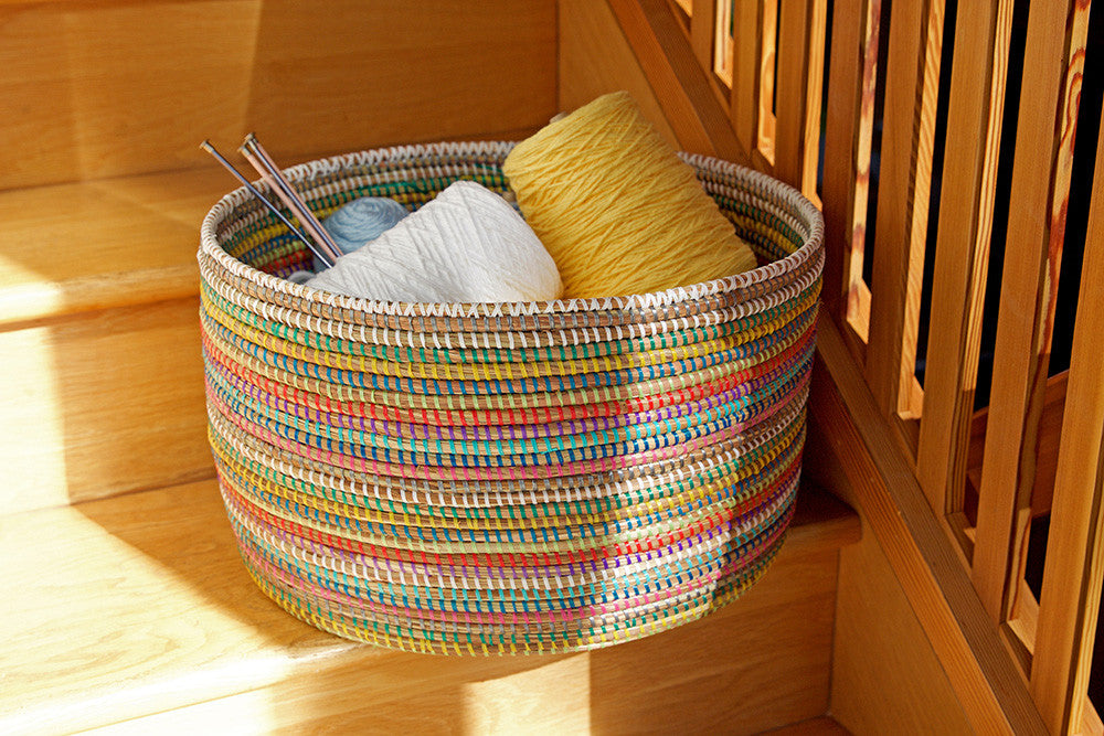 Rainbow Knitting Basket