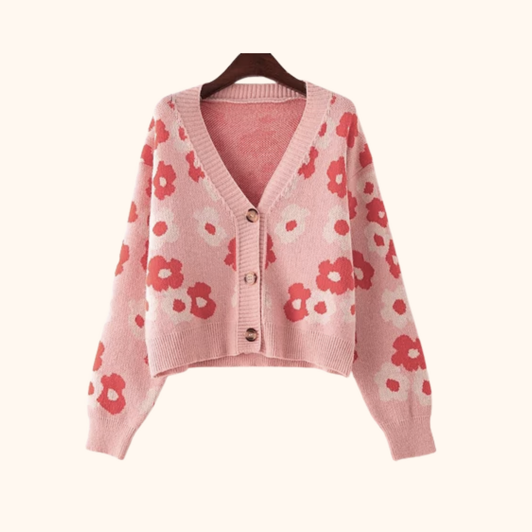 Cute Retro Short Flower Cardigan