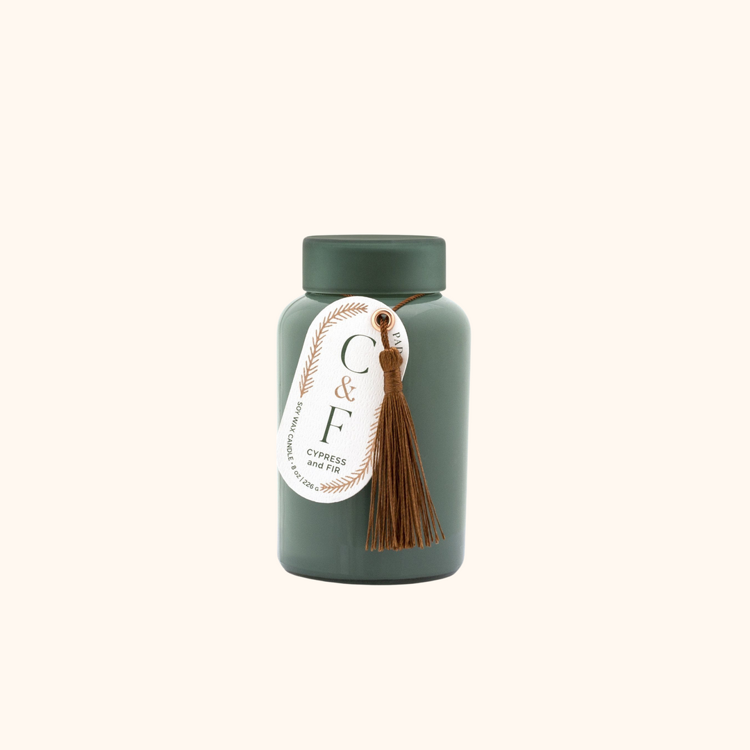 Cypress Fir Holiday 8 oz Green Glass with Dark Green Frosted Lid