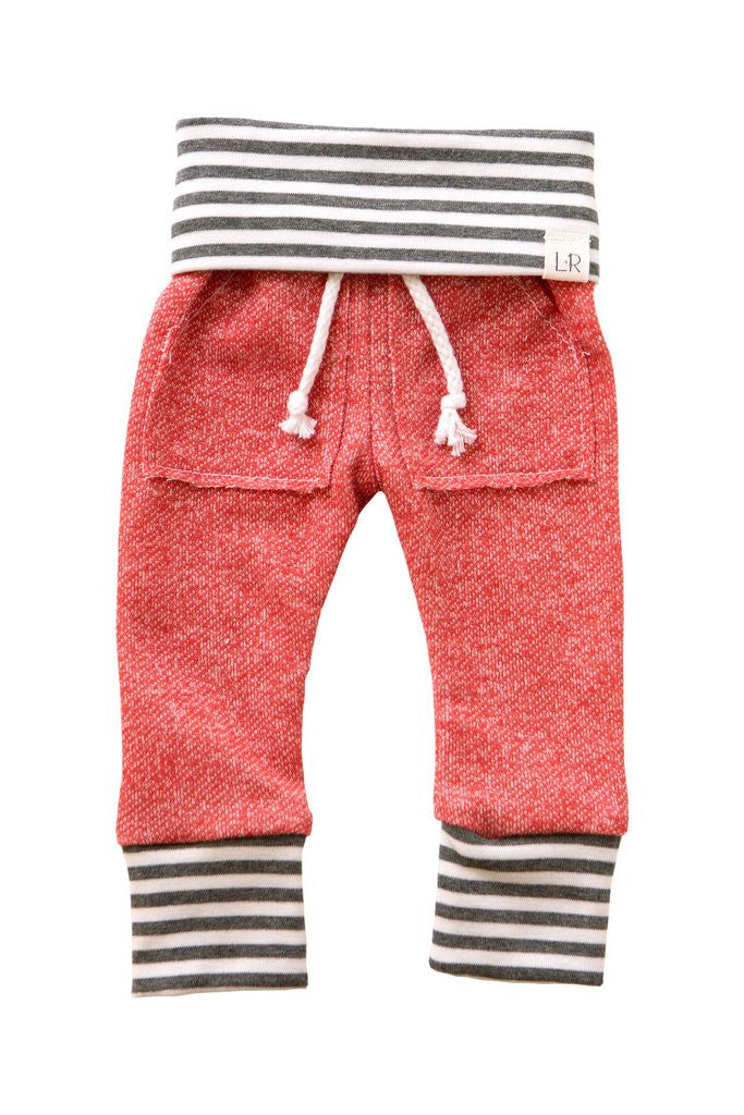 Red With Gray Stripes Kids Sweats