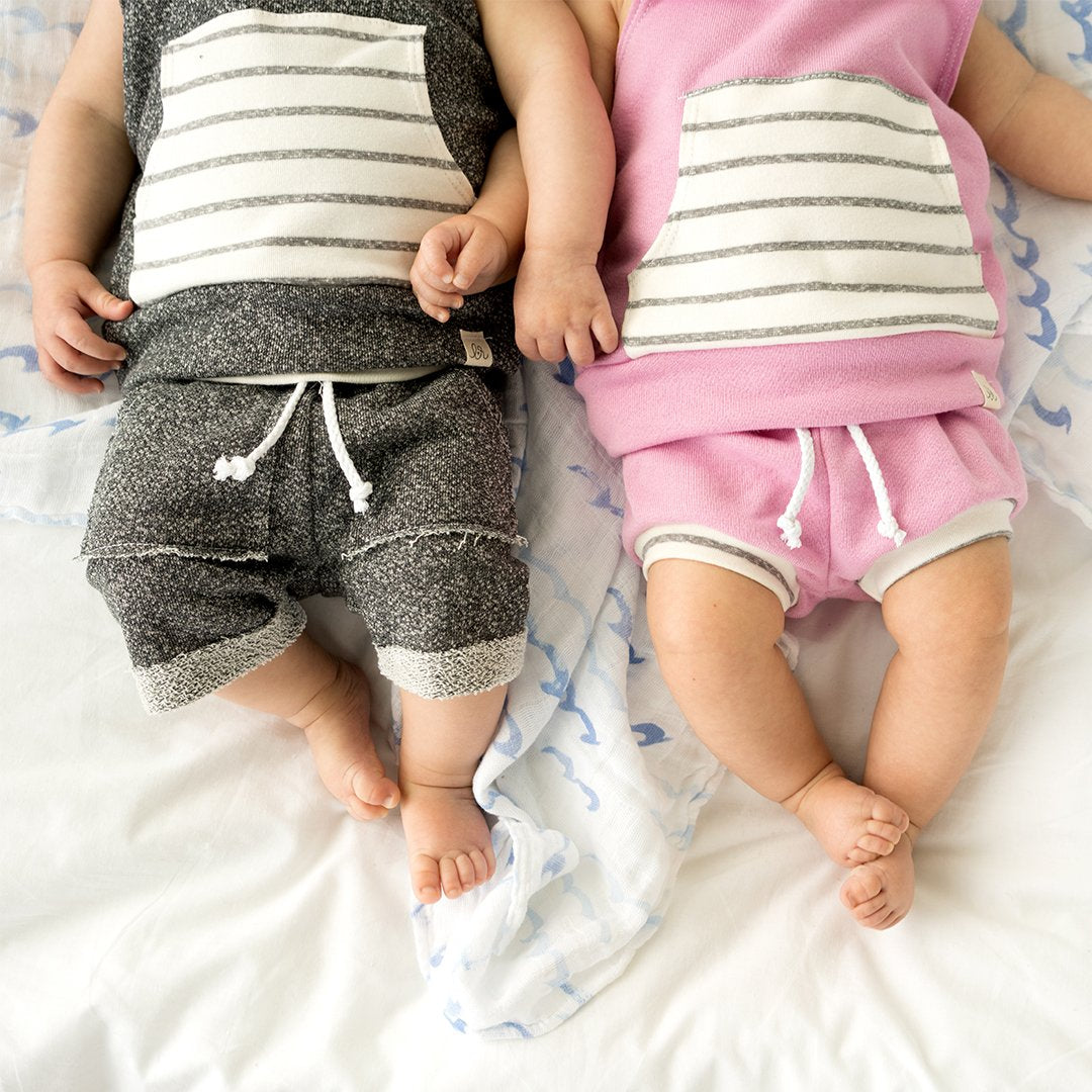 Gray and Coastal Stripe Shorts