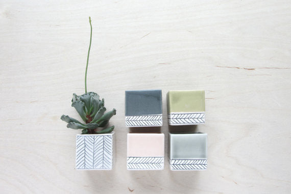 Small Square Herringbone Planter