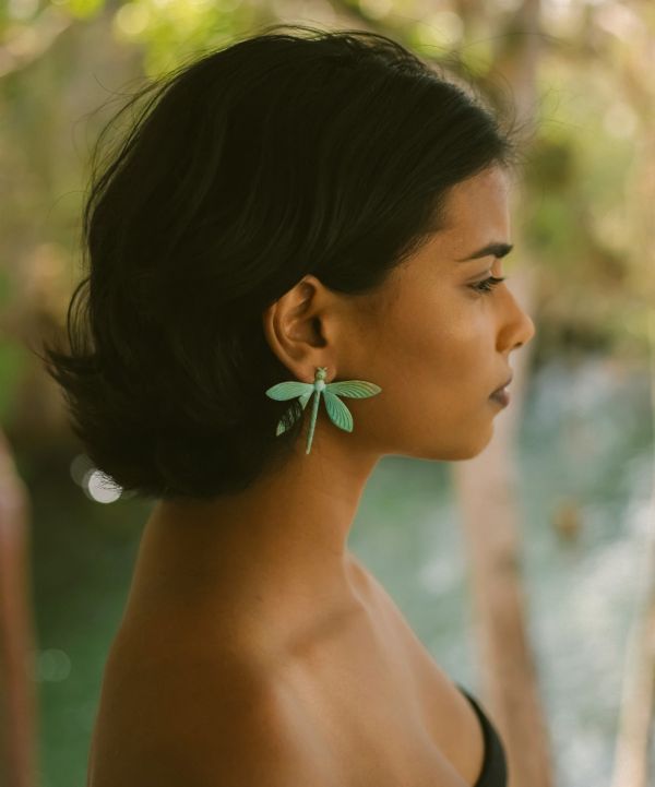 Verdigris Dragonfly Stud Earrings